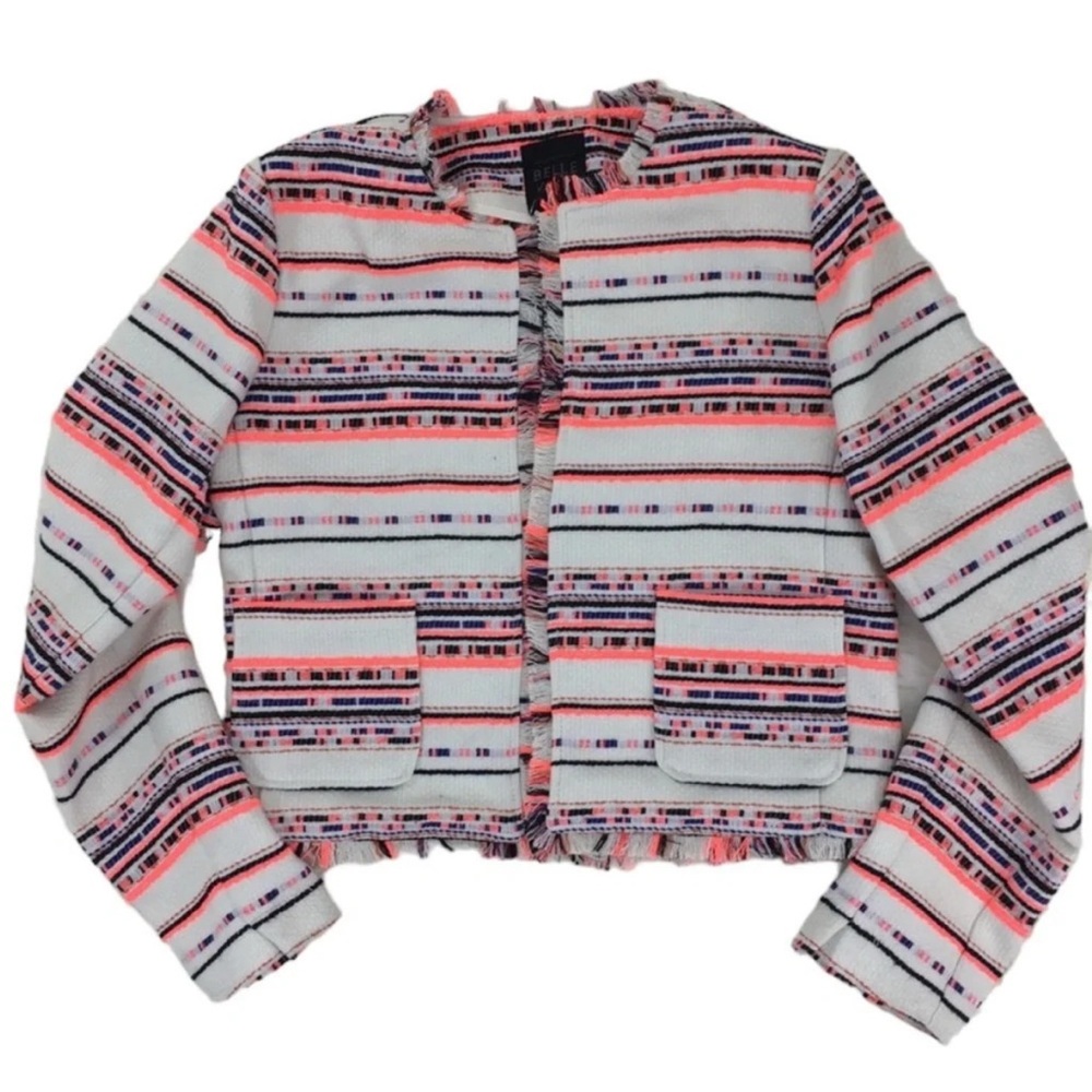 BELLE VERE Cream & Coral Stripe Tweed Jacket